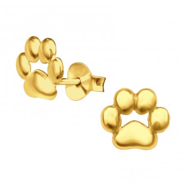 Paw Print - 925 Sterling Silver Ear Studs without stones A4S47425