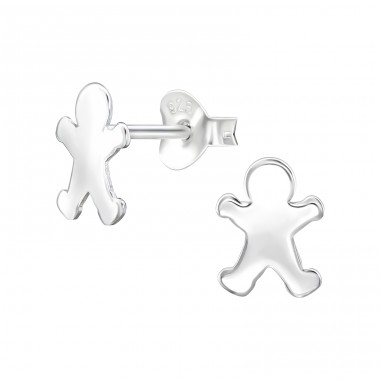 Gingerbread Man - 925 Sterling Silver Ear Studs without stones A4S49293