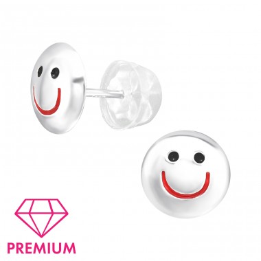 Smiling Face - Premium* - 925 Sterling Silver Premium Children Ear Studs A4S19343