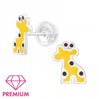 Giraffe - Premium* - 925 Sterling Silver Ear Studs With Enamel Colors A4S24928