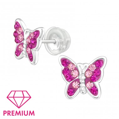 Butterfly - Premium* - 925 Sterling Silver Ear Studs With Stones A4S38318