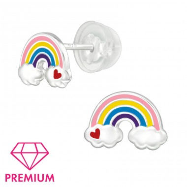 Rainbow - Premium - 925 Sterling Silver Ear Studs With Enamel Colors A4S39479