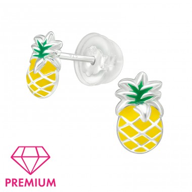 Pineapple - Premium - 925 Sterling Silver Ear Studs With Enamel Colors A4S39486