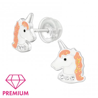 Unicorn - Premium - 925 Sterling Silver Ear Studs With Enamel Colors A4S39487