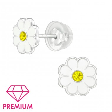 Daisy Flower - Premium - 925 Sterling Silver Ear Studs With Enamel Colors A4S39746