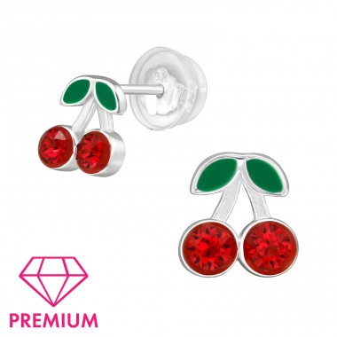 Cherry - Premium - 925 Sterling Silver Ear Studs With Stones A4S39748