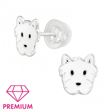 Dog - Premium - 925 Sterling Silver Ear Studs With Enamel Colors A4S39753