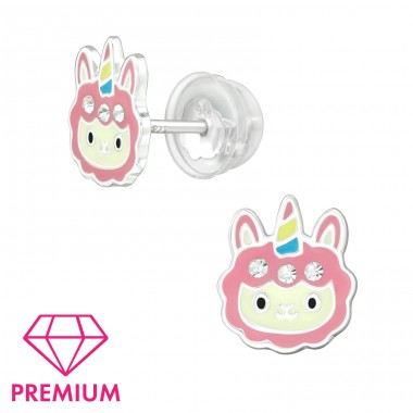 Pink Unicorn - Premium - 925 Sterling Silver Ear Studs With Enamel Colors A4S39755