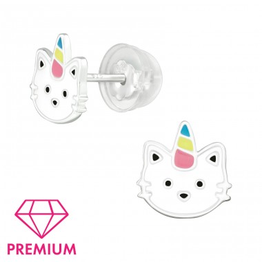 Caticorn - Premium - 925 Sterling Silver Ear Studs With Enamel Colors A4S39762