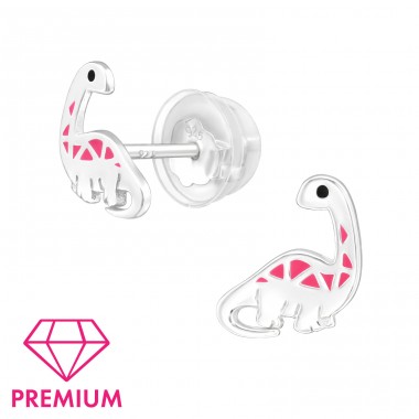 Dinosaur Diplodocus - Premium - 925 Sterling Silver Ear Studs With Enamel Colors A4S39940