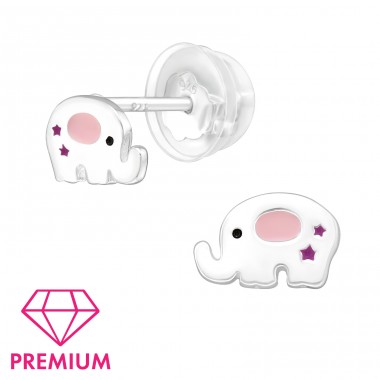 Elephant - Premium - 925 Sterling Silver Ear Studs With Enamel Colors A4S39988