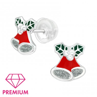 Bell Ornaments - Premium - 925 Sterling Silver Ear Studs With Enamel Colors A4S40381