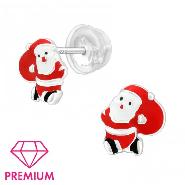 Santa Claus - Premium - 925 Sterling Silver Ear Studs With Enamel Colors A4S40383