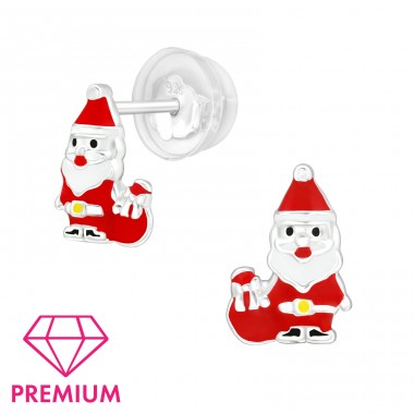 Santa Claus - Premium - 925 Sterling Silver Ear Studs With Enamel Colors A4S40386