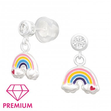 Hanging Rainbow - Premium - 925 Sterling Silver Ear Studs With Stones A4S40727