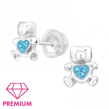 Bear - Premium* - 925 Sterling Silver Ear Studs With Stones A4S42988