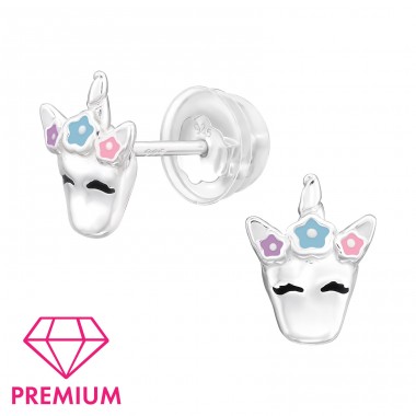 Unicorn - Premium* - 925 Sterling Silver Ear Studs With Enamel Colors A4S44581