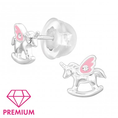 Unicorn - Premium* - 925 Sterling Silver Ear Studs With Enamel Colors A4S44582