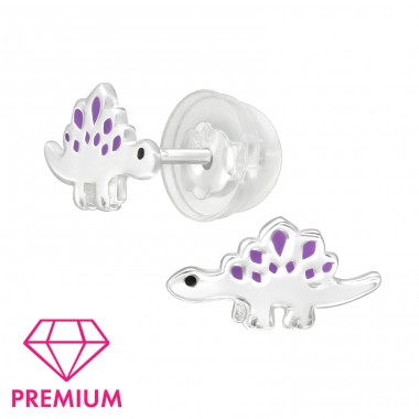 Steosaurus Dinosaur - Premium* - 925 Sterling Silver Ear Studs With Enamel Colors A4S45255