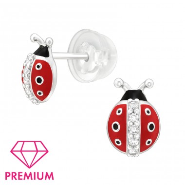 Ladybug - Premium* - 925 Sterling Silver Ear Studs With Enamel Colors A4S45256