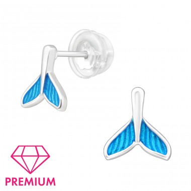 Whale's Tail - Premium* - 925 Sterling Silver Ear Studs With Enamel Colors A4S45259