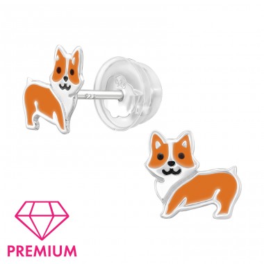 Corgi-Hund - Premium* - 925Er Silber Ohrstecker Mit Emaillefarben A4S46297