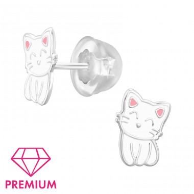 Cat Ear Studs - Premium* - 925 Sterling Silver Ear Studs With Enamel Colors A4S46298