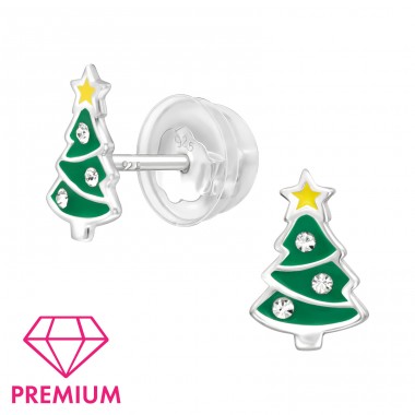 Weihnachtsbaum - Premium* - 925Er Silber Ohrstecker Mit Emaillefarben A4S46299