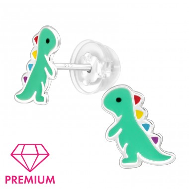 Green Dinosaur Ear Studs for kids - Premium* - 925 Sterling Silver Ear Studs With Enamel Colors A4S46393