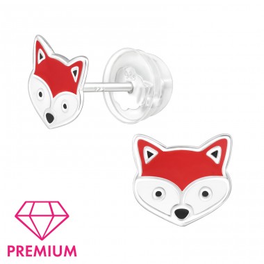 Red Fox Ear Studs for kids - Premium*  - 925 Sterling Silver Ear Studs With Enamel Colors A4S46395