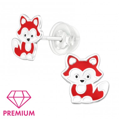 Fox - Premium* - 925 Sterling Silver Ear Studs With Enamel Colors A4S46403