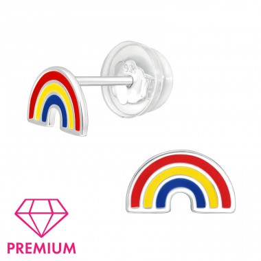 Rainbow - Premium* - 925 Sterling Silver Ear Studs With Enamel Colors A4S46407