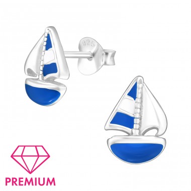 Ship - 925 Sterling Silver Ear studs with enamel colors A4S46412