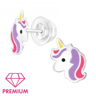 Unicorn Ear Studs - Premium* - 925 Sterling Silver Ear Studs With Enamel Colors A4S46420