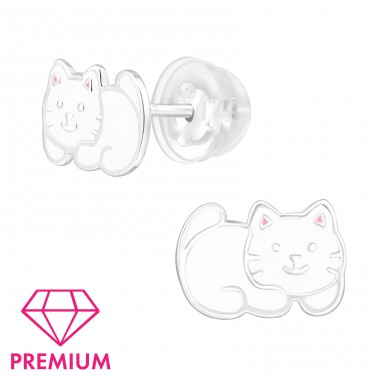 Cat Ear Studs - Prmeium* - 925 Sterling Silver Ear Studs With Enamel Colors A4S46435