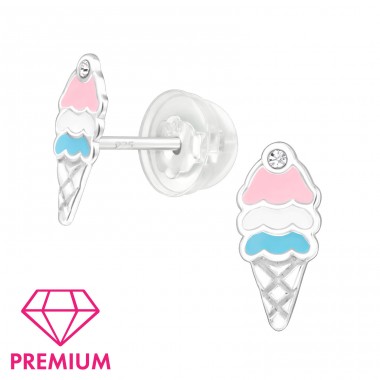 Ice Cream Ear Studs - Premium* - 925 Sterling Silver Ear Studs With Enamel Colors A4S46439