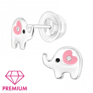 Elefant mit Kristallen - Premium* - 925Er Silber Ohrstecker Mit Emaillefarben A4S46440