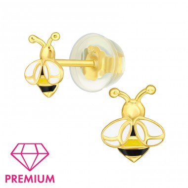 Golden Bee Ear studs for Kids - Premium* - 925 Sterling Silver Ear Studs With Enamel Colors A4S46826