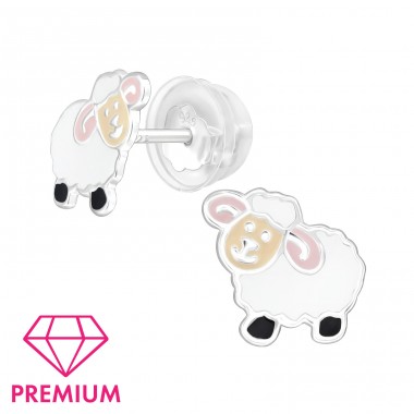 Sheep - Premium* - 925 Sterling Silver Premium Children Ear Studs A4S47708