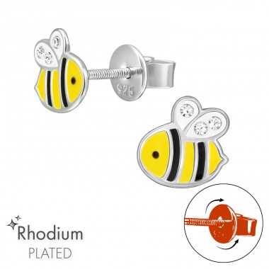 Bee Screwable Back - 925 Sterling Silver Premium Children Ear Studs A4S48203