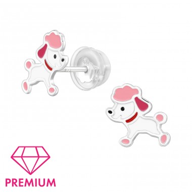 Poodle Dog - Premium* - 925 Sterling Silver Premium Children Ear Studs A4S48766