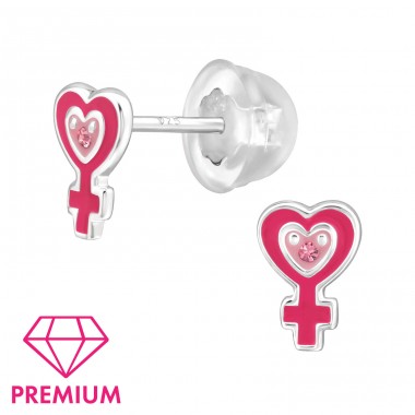 Heart + Cross - Premium* - 925 Sterling Silver Premium Children Ear Studs A4S48774