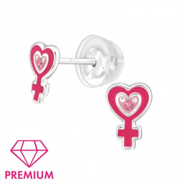 Heart + Cross - Premium* - 925 Sterling Silver Premium Children Ear Studs A4S48774