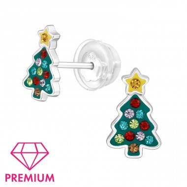 Christmas Tree - Premium* - 925 Sterling Silver Premium Children Ear Studs A4S48824