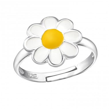 Daisy Flower in adjustable ring size - 925 Sterling Silver Rings For Kids A4S43635