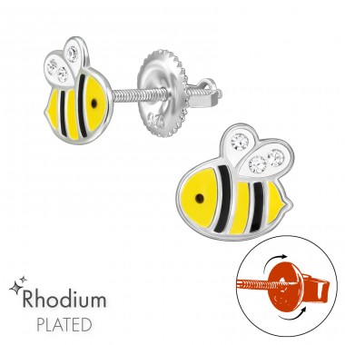 Bee Screwable Back - 925 Sterling Silver Premium Children Ear Studs A4S48203