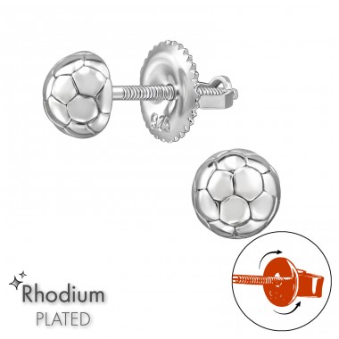 Fußball mit Schraubverschluss - 925Er Silber Kinder - Ohrstecker Mit Schraubverschluss A4S49301