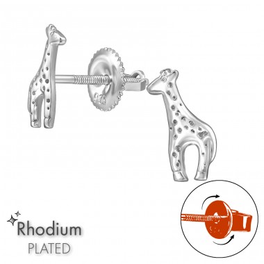 Giraffe  mit Schraubverschluss - 925Er Silber Kinder - Ohrstecker Mit Schraubverschluss A4S49305