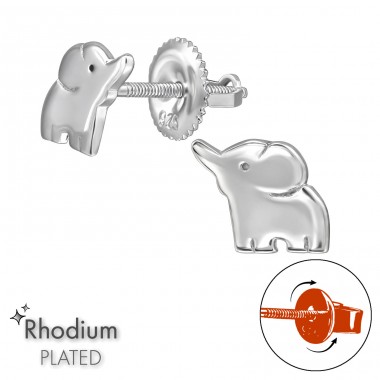 Baby Elephant with Screw Back Ear Studs - 925 Sterling Silver Screw Back Ear Studs A4S49308