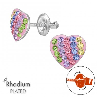 Heart with Screw Back  - 925 Sterling Silver Screw Back Ear Studs A4S49320